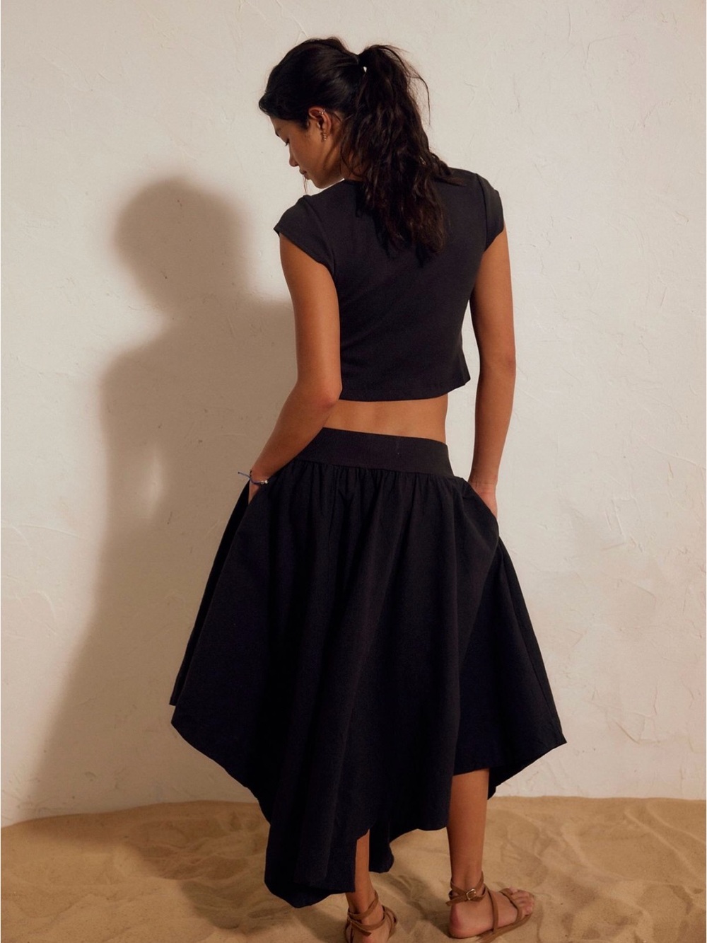 Free People Annette Tee Skirt Set Black Medium - Picture 3 of 5